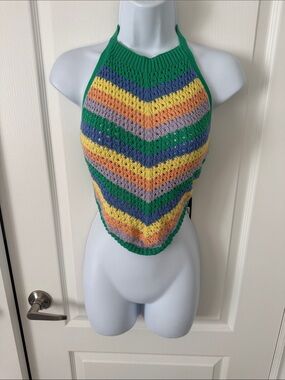 Streetwear society Knit Chevron Halter Top in XL